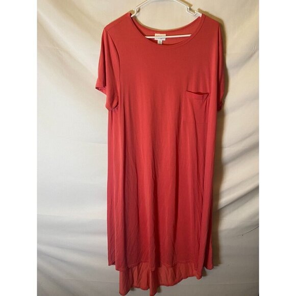 Lularoe Womens Plus Size 2X Pink‎ Tshirt Dress Midi SO COmfy Short SLeeve - Picture 1 of 2